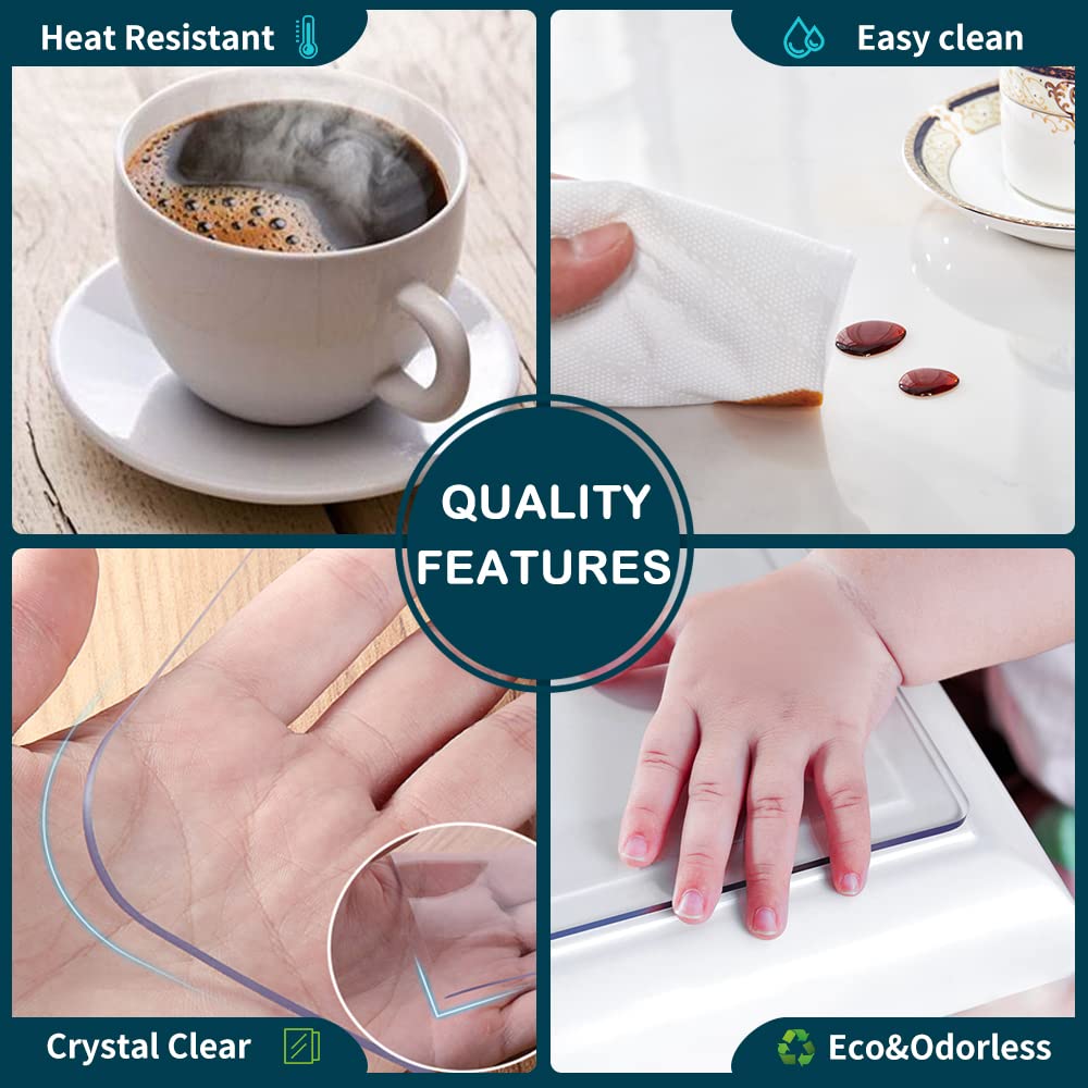 Multi Size 38x82 inch Crystal Clear Plastic PVC Dining Table Protector Mat Living Room Table Cover Protector Vinyl Table Pad Cloths for Woonden Furniture Rectangular Easy Clean Wipeable Waterproof