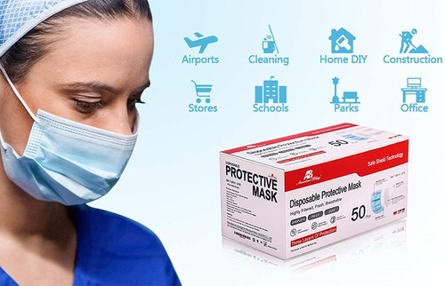 2000PCS Bulk Wholesale Face Masks for Business and Home Use-Disposable Face Mask-Blue 3 Ply Face Mask Cup Dust Masks PPE Filter Protection Face Masks