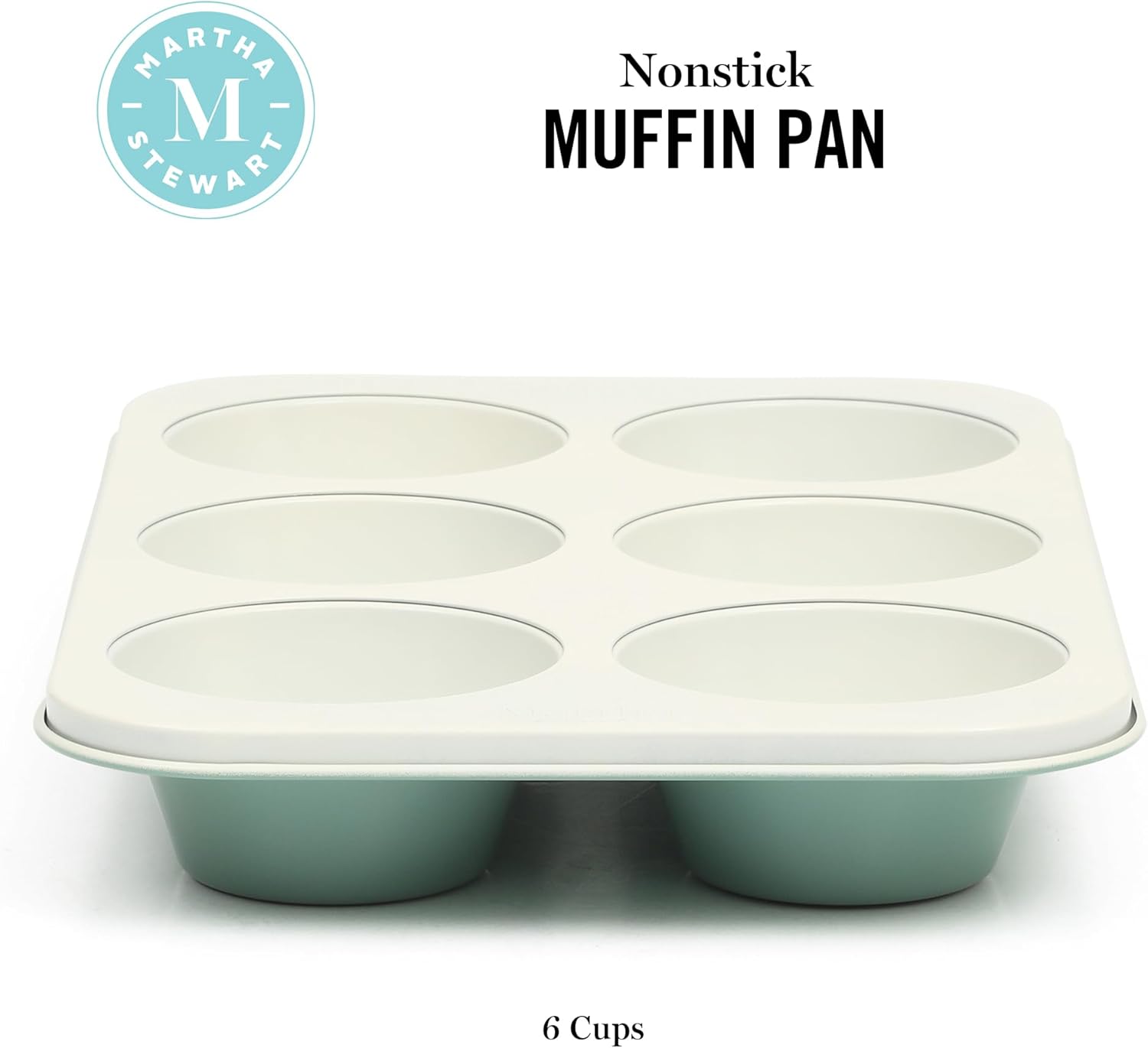 Martha Stewart Gallen 6-Cup Nonstick Muffin Pan - Durable Teal Bakeware for Perfect Cupcakes & Mini Cakes
