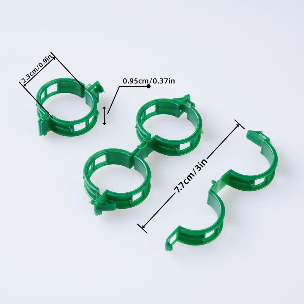 Skiennix Plant Support Clips - 100 Pcs Plastic Clips for Securing Tomato Vines | Green Garden Clips