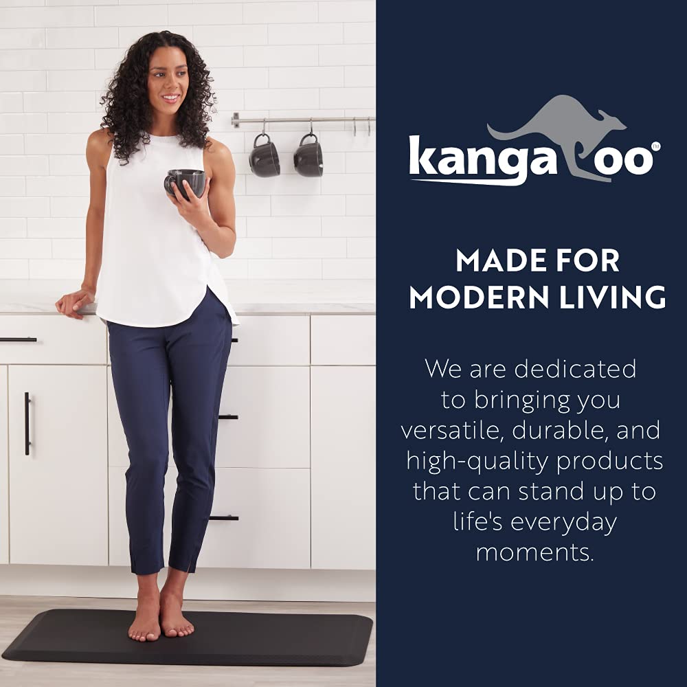 KANGAROO Anti Fatigue Mats for Kitchen Floor, 39x20, Reduce Foot, Knee, Back Pressure, 3/4 Inch Thick Cushioned Ergonomic Mat, Waterproof Comfort Rug for Under Sink, Standing Desk, Store Floors, Beige