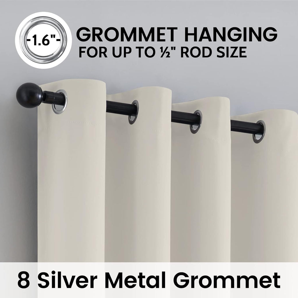SimpleHome 100% Blackout Curtains - Thermal Insulated Grommet Drapes, Cream, 52 x 84 Inch, 2 Panels