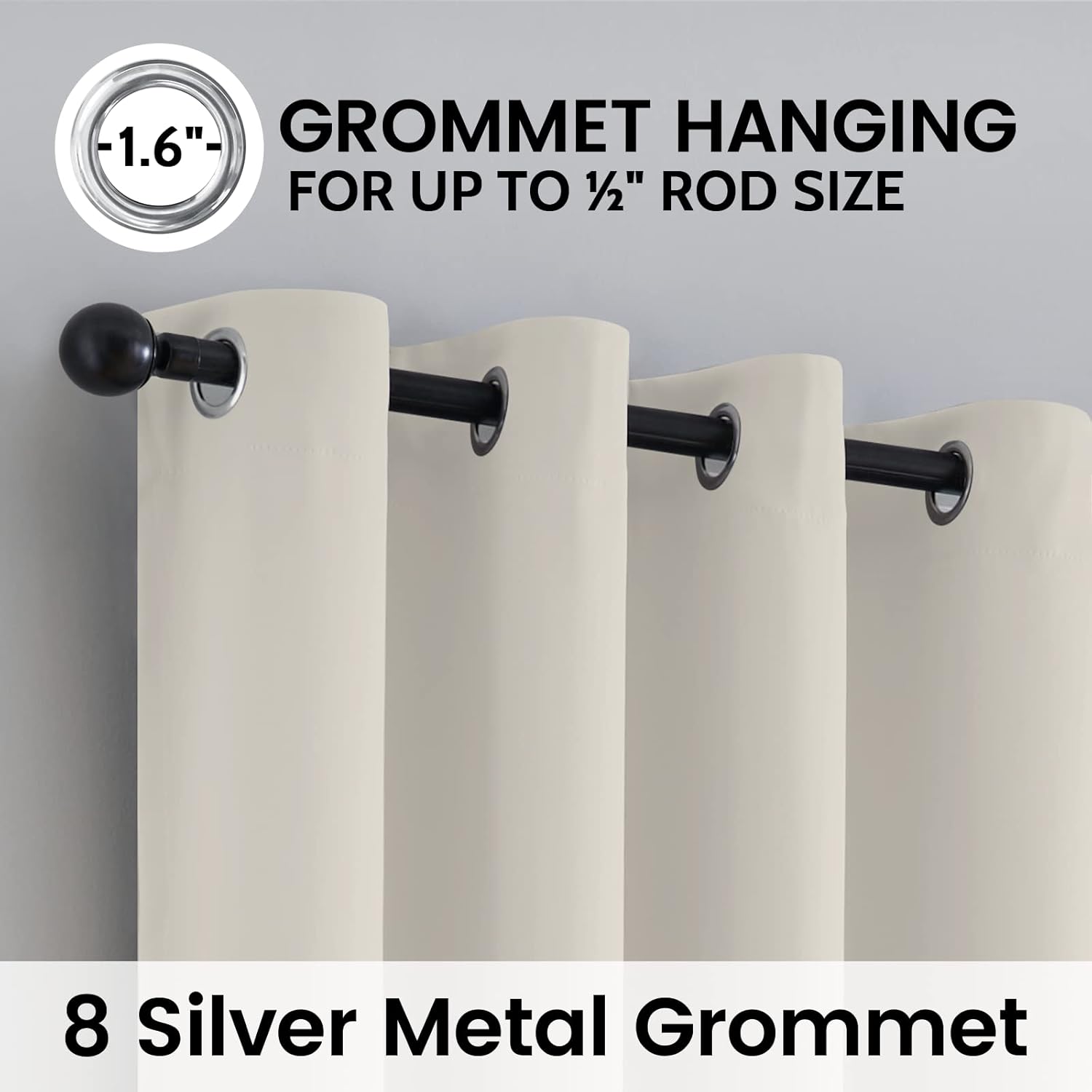 SimpleHome 100% Blackout Curtains - Thermal Insulated Grommet Drapes, Cream, 52 x 84 Inch, 2 Panels