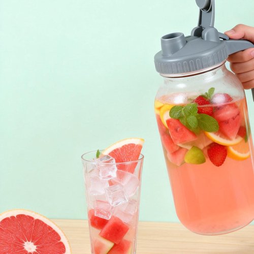 CasaVibe Mason Water Jar Wide Mouth 24 oz Mason Jar Sealed Plastic Lid with Pouring Air Tight Leak Proof Suitable for Tea, Milk, Lemonade, Juice, Coffee, Beverages, Etc