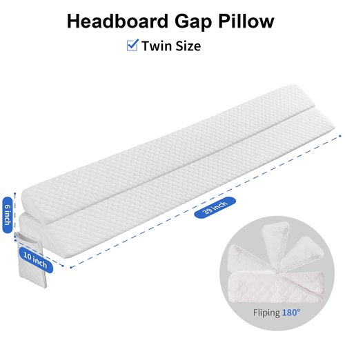 EUHAMS Twin Size Bed Wedge Pillow - Bed Gap Filler Mattress Wedge Headboard Pillow - Fill The Gap (0-7") Between Headboard and Mattress for Sleeping Backrest Pillow (39"x10"x6" White)
