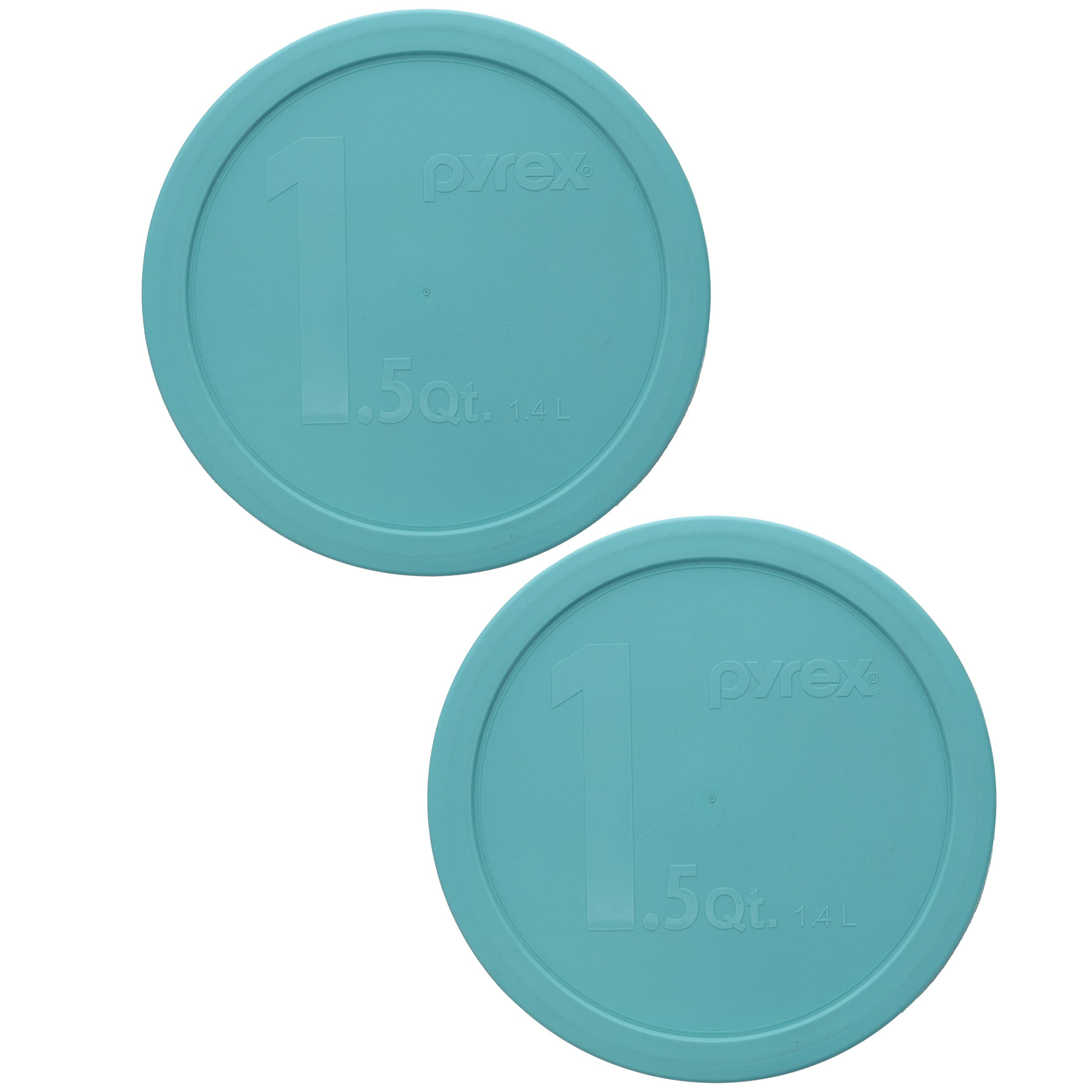 Pyrex 323-PC 1.5qt Sun Bleach Turquoise Mixing Bowl Food Storage Replacement Lids (2-Pack) - Made in USA