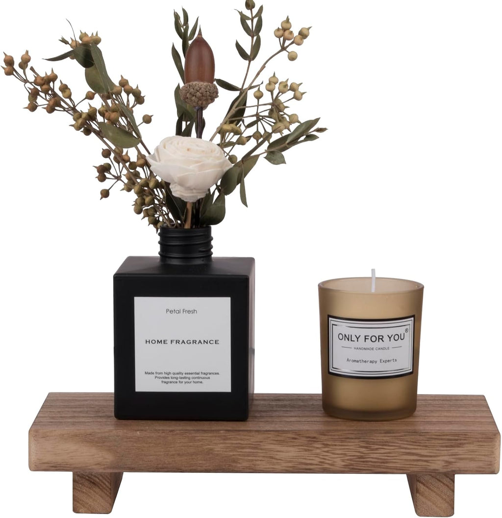 Zoocatia Small Wooden Tray Stand - Farmhouse Bathroom Decor & Kitchen Soap Dish Holder | Brown
