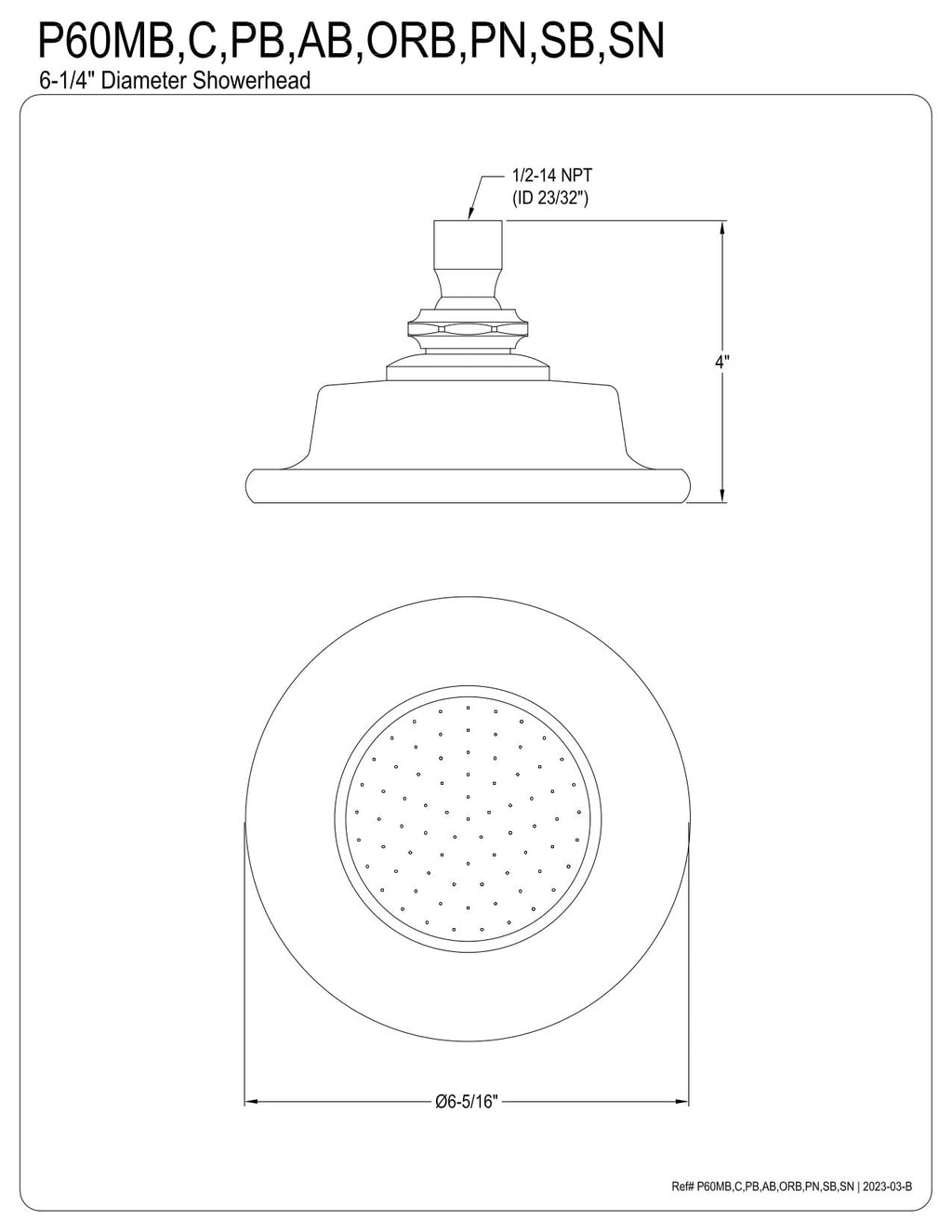 Kingston Brass P60SB Victorian 6-5/16-Inch Round Raindrop Ceramic Shower Head in Brushed Brass