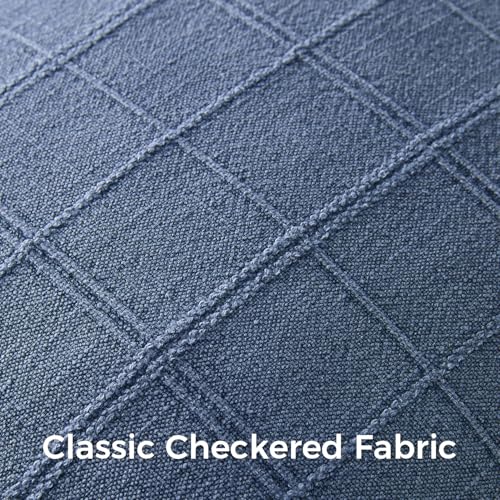 Set of 2 Blue Linen Plaid Throw Pillow Covers 18x18