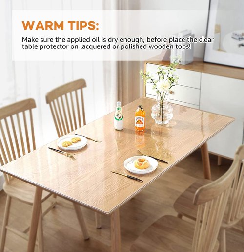 40x90 Inch New Version Clear PVC Table Cover Protector 1.5mm Thick Waterproof Heat Resistant Table Pad for Dining Room Table Plastic Vinyl Desk Pad Mat for Night Stand Dresser End Table Writing Desk