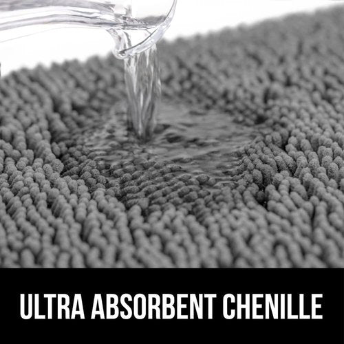 Gorilla Grip Chenille Bath Rug & Toilet Lid Cover Set - Gray | Machine Washable, 24x17 & 17.5x15