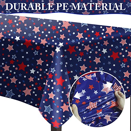 Navy Blue 4th of July Tablecloth, 54x108 Inch, 2 Pack