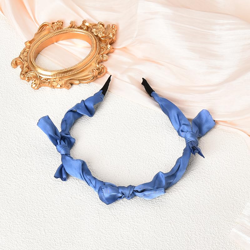 Kilener Blue Satin Bow Headband for Women and Girls Hair Accessories