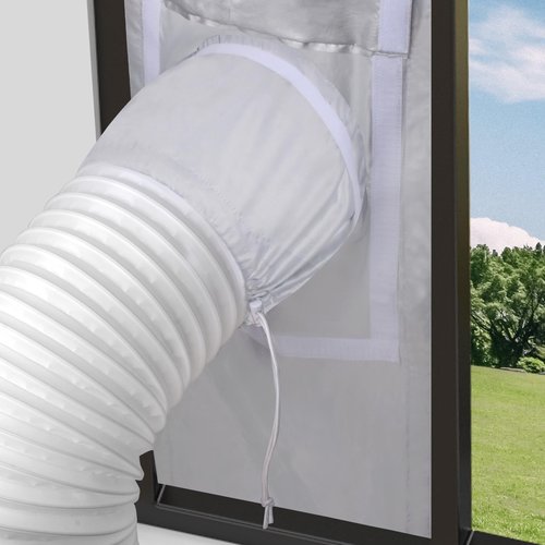 Portable Air Conditioner Window Vent Kit, Universal Sliding Window Seal Kit for Mobile Air Conditioning & Dryer, 28x52~102cm Length Adjustable Full Sealing Waterproof A/C Window Vent Sealing Cloth