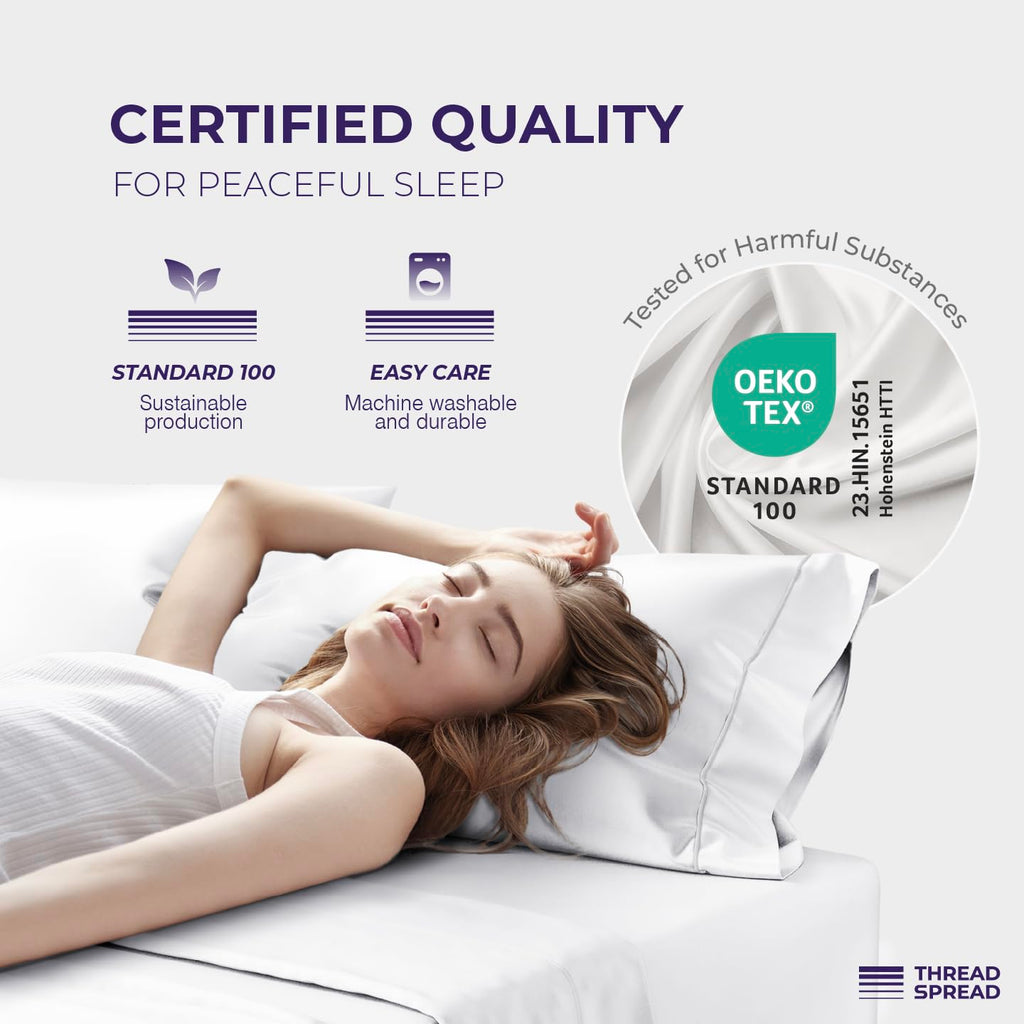 THREAD SPREAD 100% Egyptian Cotton Pillow Cases Queen Size Set of 2 - Luxury 2000 Series Queen Pillow Cases (21” x 32”, White), Soft Cooling Envelope Closure Hotel Quality Egyptian Cotton Pillowcases