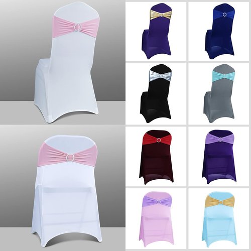 Babenest Spandex Chair Sashes - 50PCS Premium Stretch Covers with Buckle Slider for Weddings & Events | Pink