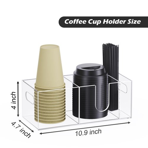 KZLCAKK Acrylic Coffee Cup Holder for Countertop, Coffee Bar Accessories and Organizer - Coffe Station Organizer for Cup Lid Stirrers Pod
