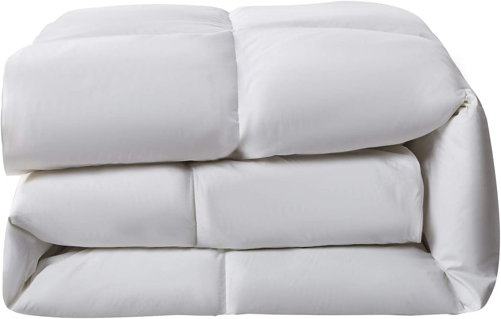 Serta Goose Feather Down Comforter | Queen Size 100% Cotton Duvet Insert - Hypoallergenic Luxury Bedding 90 x 90 Inch White