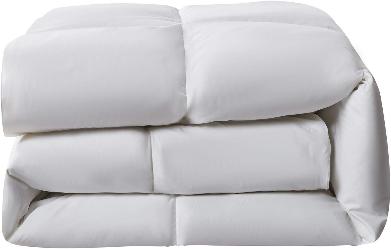 Serta Goose Feather Down Comforter | Queen Size 100% Cotton Duvet Insert - Hypoallergenic Luxury Bedding 90 x 90 Inch White