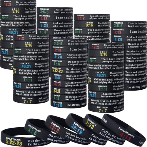 QEERBSIN Bible Verse Silicone Wristbands - Bulk Religious Scripture Bracelets - Variation 20