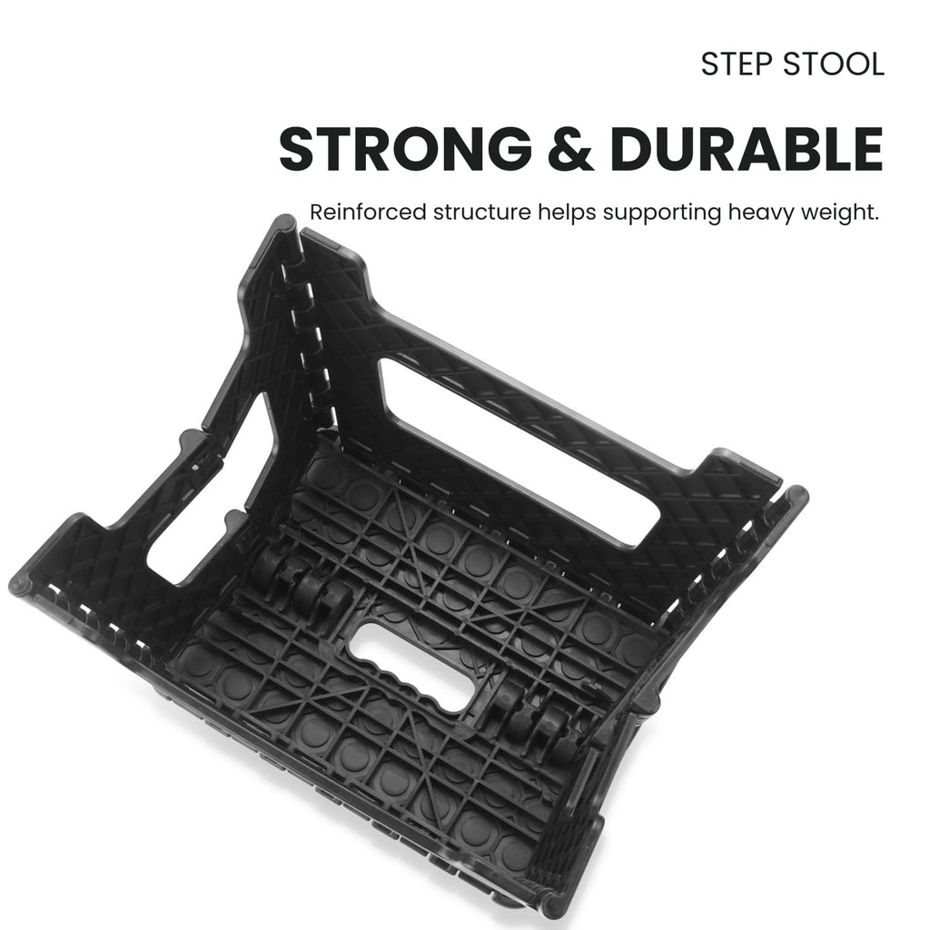 PandaEar 2 Pack Home Folding Step Stool, Lightweight Step Stool with 9 Inch Height for Kids, Sturdy Foot Stool for Kitchen, Bedroom, Bathroom & Bathroom, Black