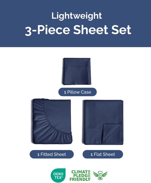 Lightweight Bed Sheet Set by [Brand Name] - Cooling Twin XL Bedding for Hot Sleepers - Breathable with Deep Pockets - Navy Blue