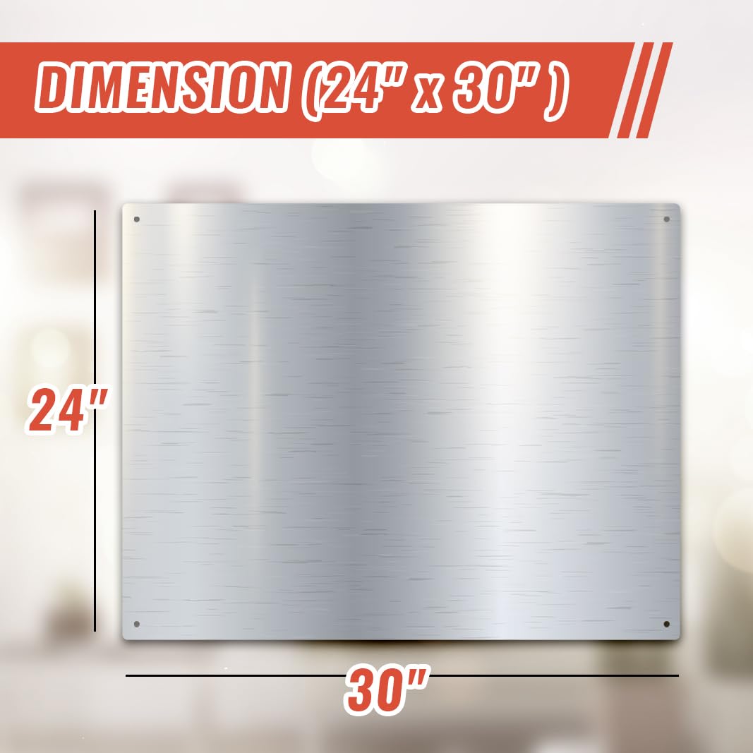 30" x 24" Backsplash for Kitchen Wall Stove Backsplash Protector with Ultra Flat and Flushed Metal Backs plash for Panel Stainless Steel (1)