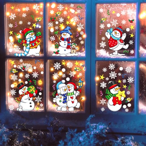 147 Pcs Christmas Window Clings - Snowflake Decorations for Holiday Decor