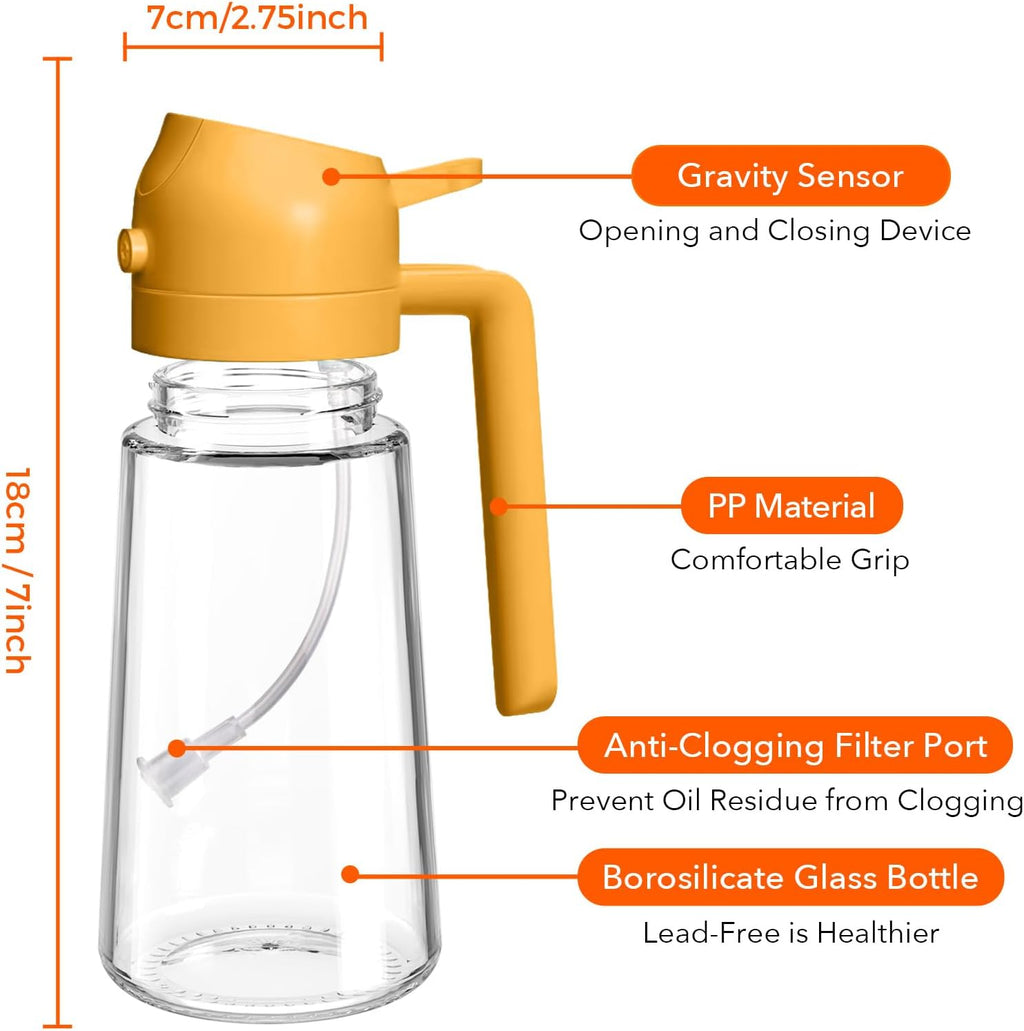 YARRAMATE Glass Olive Oil Sprayer - 16oz Food Grade Premium Dispenser with Portion Control | Orange