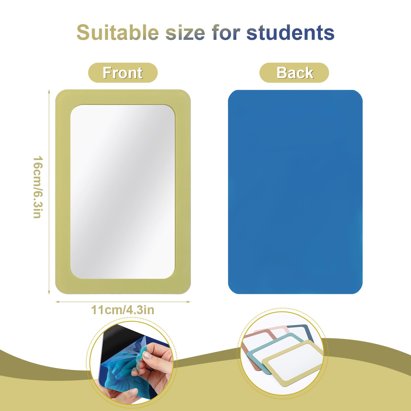 yisncka 5 Pcs Small Mirrors for Kids Unbreakable Shatter Proof Mirror 6 x 4 Inches Round Corners Square Unbroken Mirrors for School Classroom Bathroom DIY Crafts (Dusty Pastel)