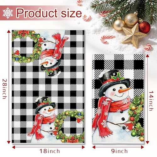 Christmas Kitchen Towels Set of 2, 18x28 Inch Black Buffalo Plaid