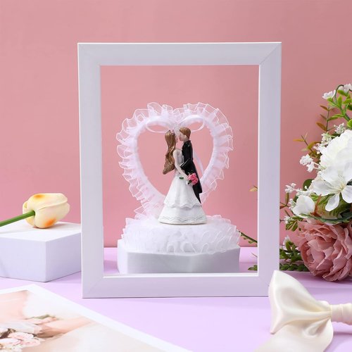 Abaodam Bride and Groom Cake Topper - Romantic Heart Design Figurine for Weddings & Anniversaries