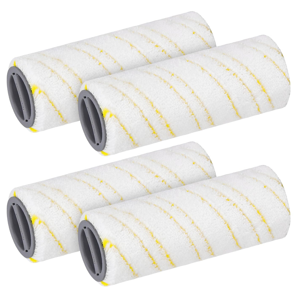 SavStor Roller Brush Replacement Compatible for Karcher FC3, FC5, FC7 Electric Floor Cleaner Mop, Mircofiber Main Brush Spare Part Accessories, Original Roller Brush,Yellow (4 Pack)