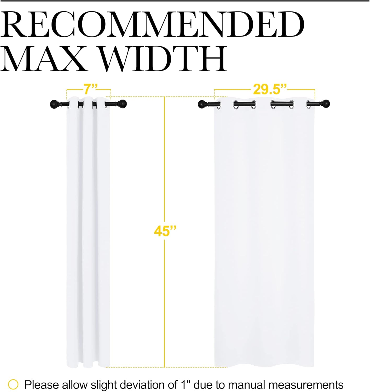 NICETOWN Draperies Curtains - 50% Sunlight Blocking Grommet Top Panels for Small Windows | White (2 Panels, 34" x 45")