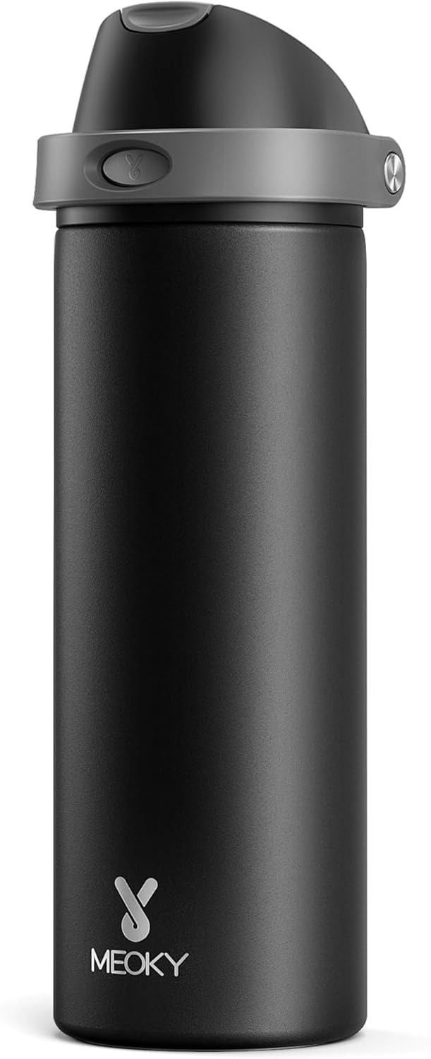 Meoky Stainless Steel Water Bottle - 24 oz Insulated Sports Bottle with 2-in-1 Straw & Spout Lid | Leak Proof, BPA-Free, Fits Car Cup Holder