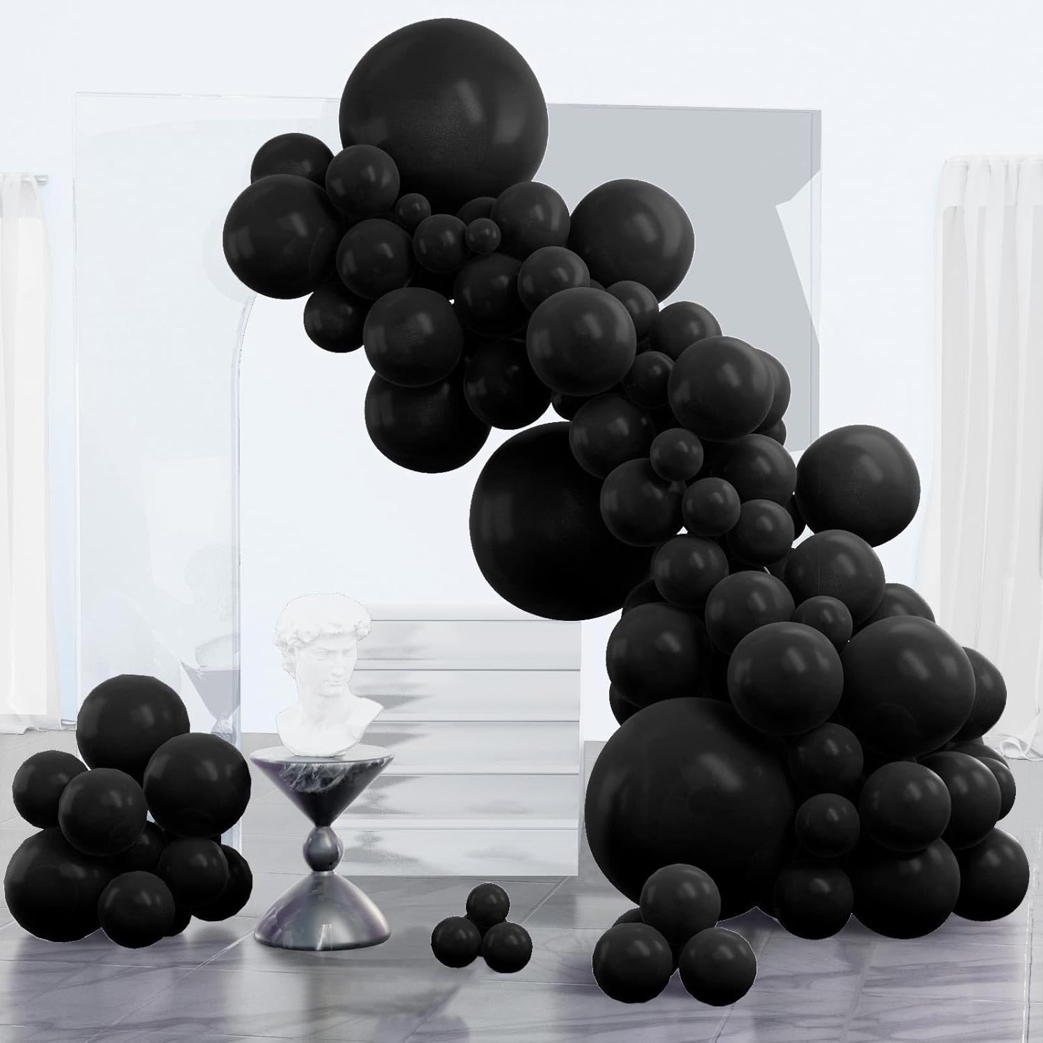 PartyWoo Black Balloons - 123-Piece Arch Kit with Various Sizes for Baby Showers, Birthdays & More