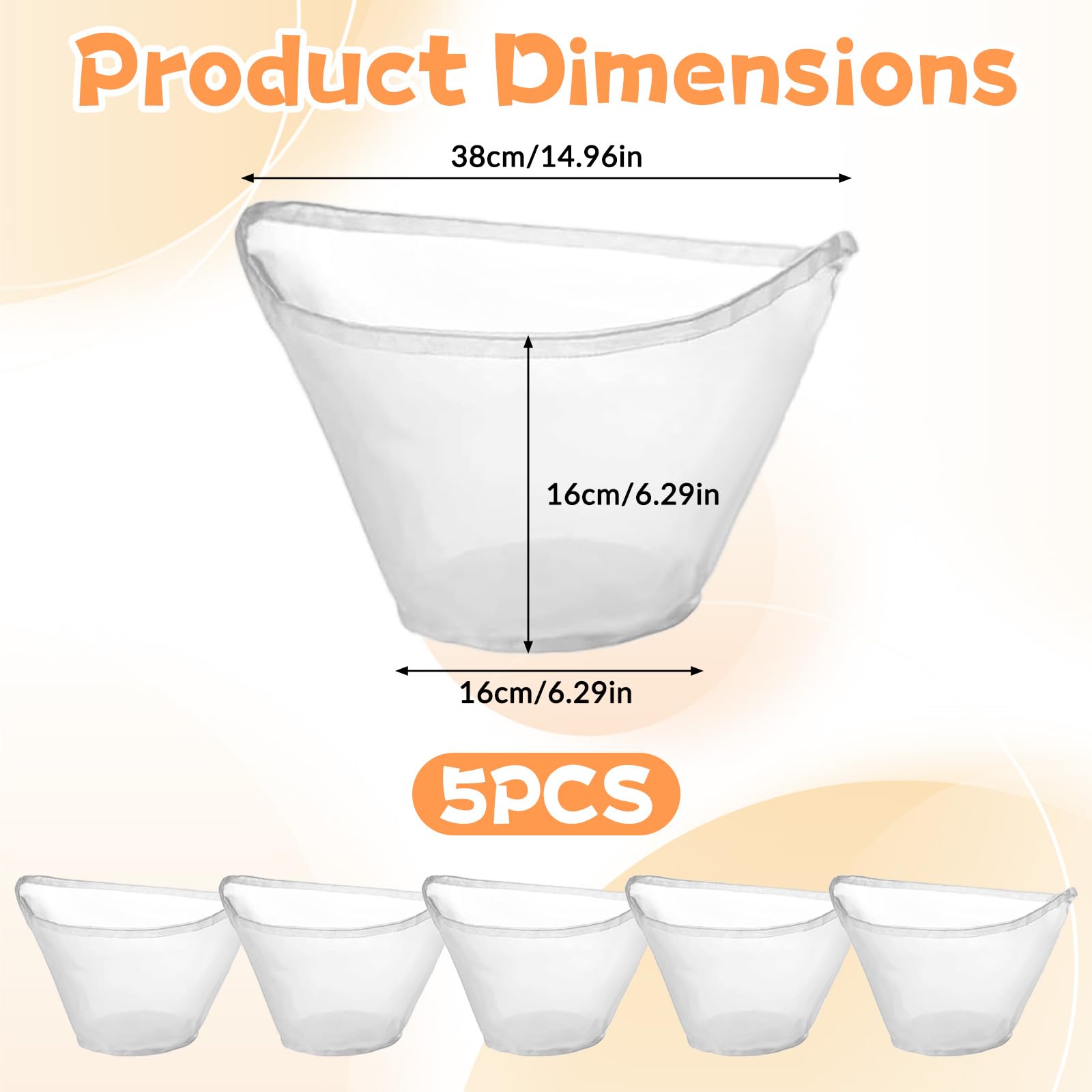 5 PCS Cheese Cloth Bags for Straining Reusable Nylon Fine Mesh Filter Bags Cheesecloth Bag Nut Milk Bag For Nut Milk, Dumpling Fillings, Juice, Cooking and Cheese Making 15 Inch