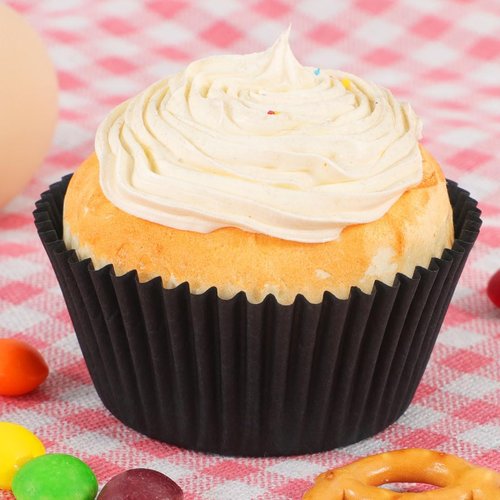 Caperci Black Cupcake Liners - 200 Count Greaseproof Baking Cups for Weddings & Parties