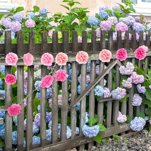 2PCS Pink Tissue Paper Pom Poms Garland for Parties & Events