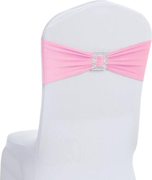 Joccun Spandex Chair Sashes - 30 PCS Stretch Covers with Buckle Slider for Weddings & Events | Pink