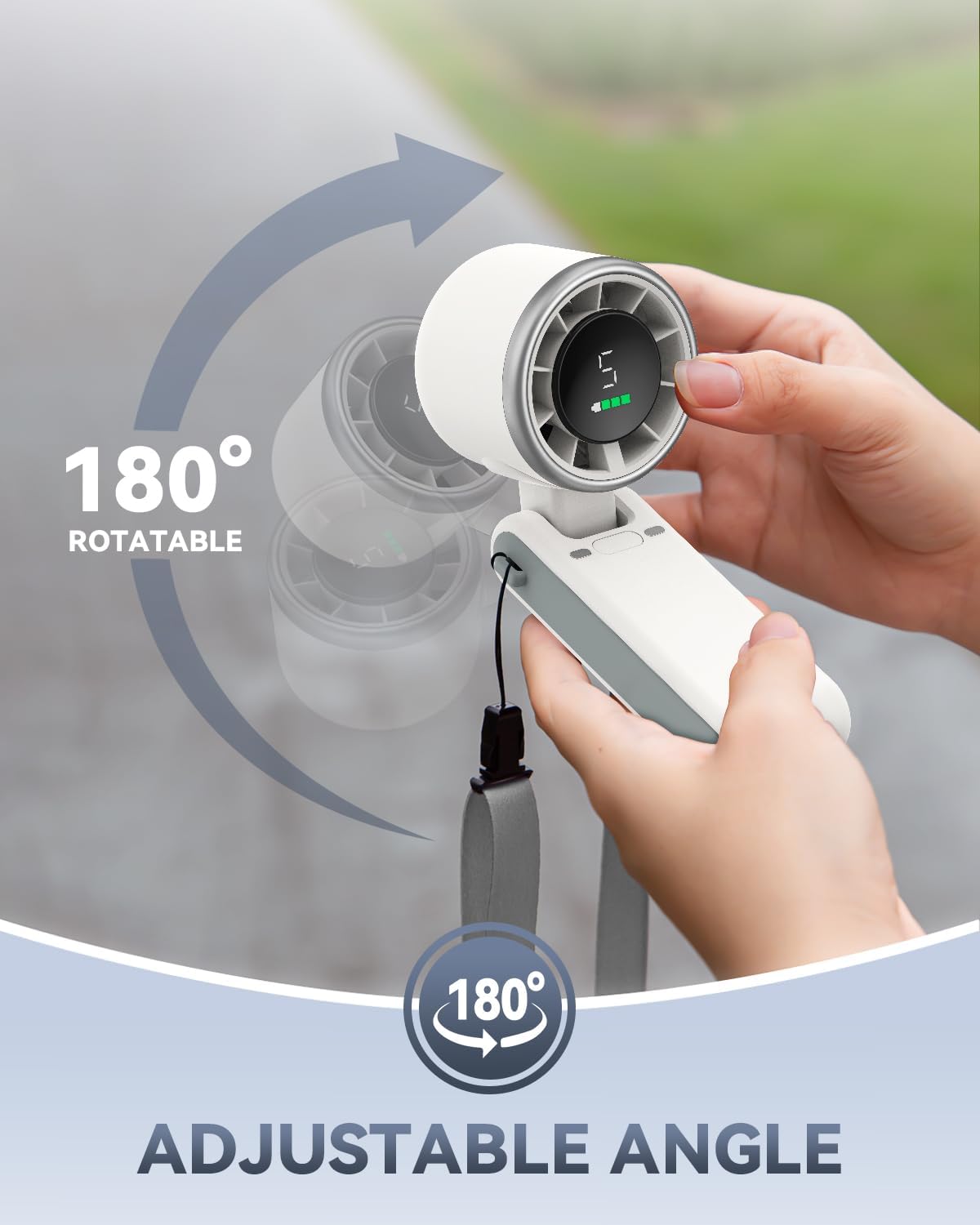 PlayHot Portable Handheld Turbo Fan - 5-Speed Wind, Battery Operated, 12-Hour Runtime | 3-in-1 Cooling Fan (White)