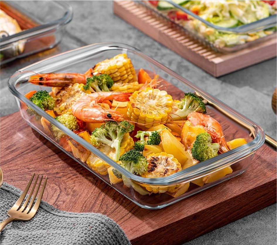 Regine Switzerland 1.7 Quart Deep Glass Baking Dish - Versatile Rectangular Bakeware for Lasagna & Leftovers | Oven & Dishwasher Safe