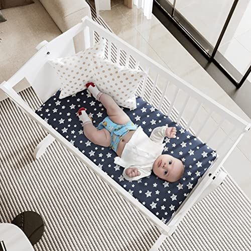 Moonsea Bassinet Sheets 4 Pack, 32"x17" Navy Soft Microfiber Bedding