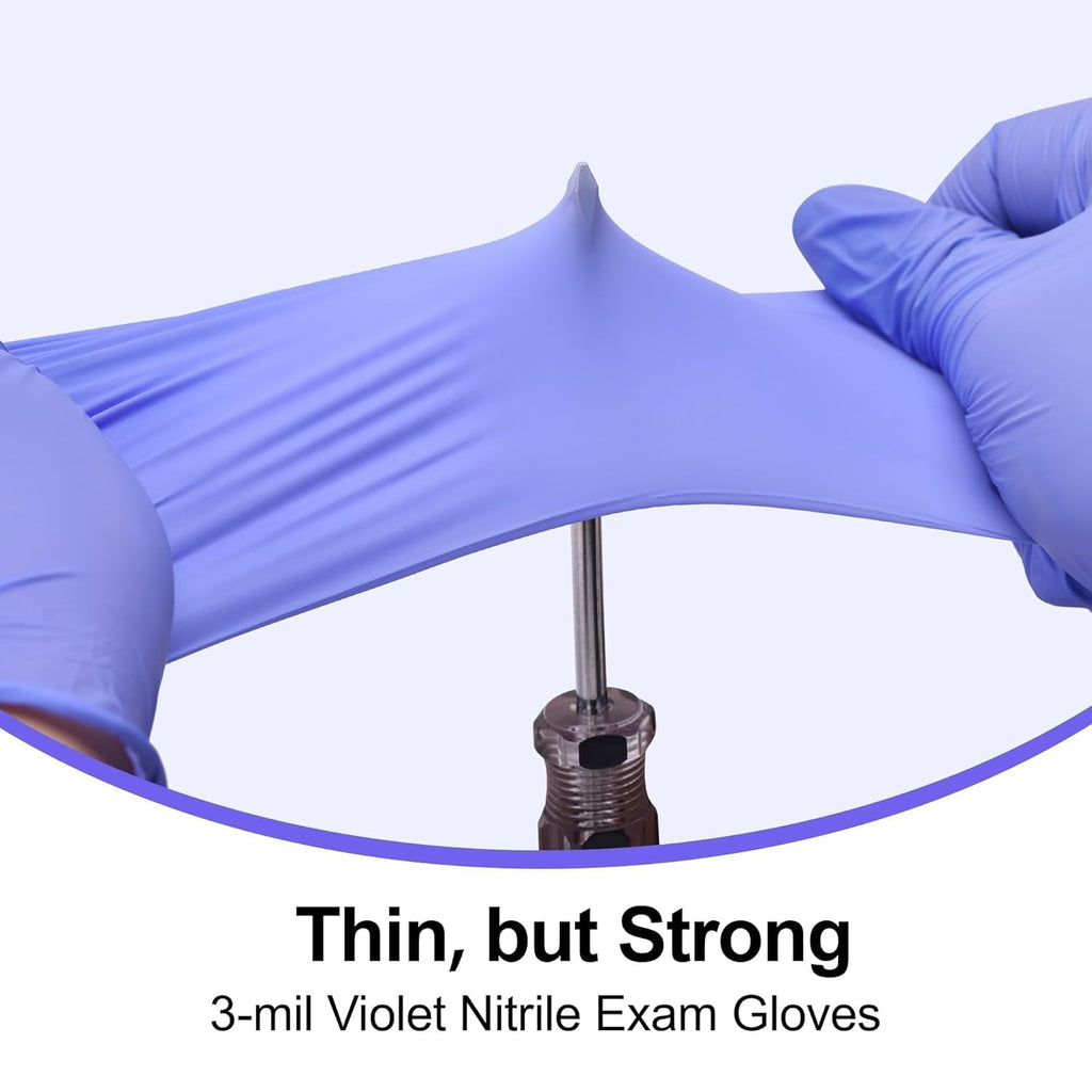 SwiftGrip Disposable Nitrile Exam Gloves - 3mil, Medium, Box of 100 | Latex-Free, Powder-Free, Violet for Medical & Food Safety