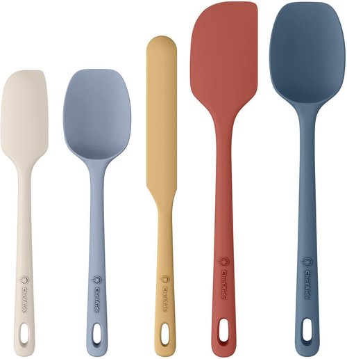ChefAide Silicone Spatula Set - 5 Pieces with Ergonomic Grip & Heat Resistance Up to 600°F