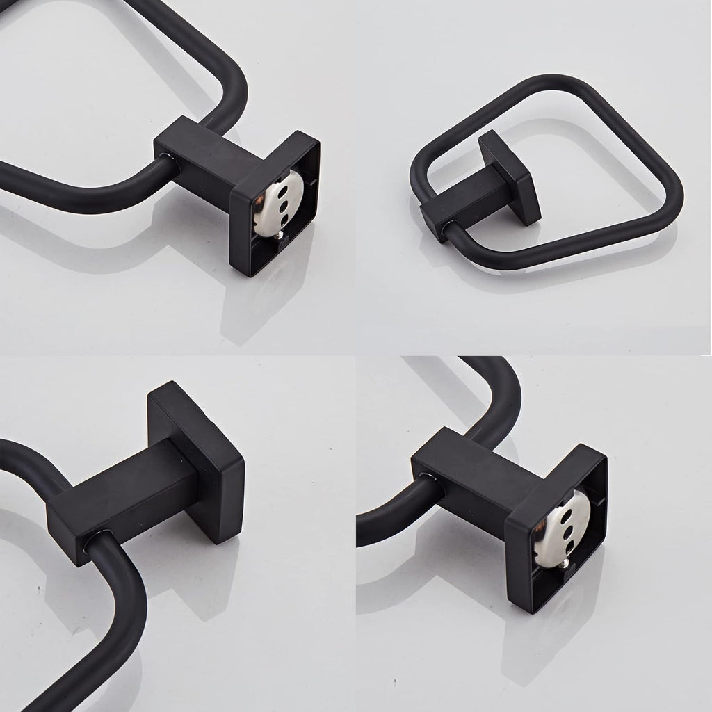 Skiennix Matte Black Towel Ring - Heavy Duty Stainless Steel Wall Mount for Bathroom & Kitchen