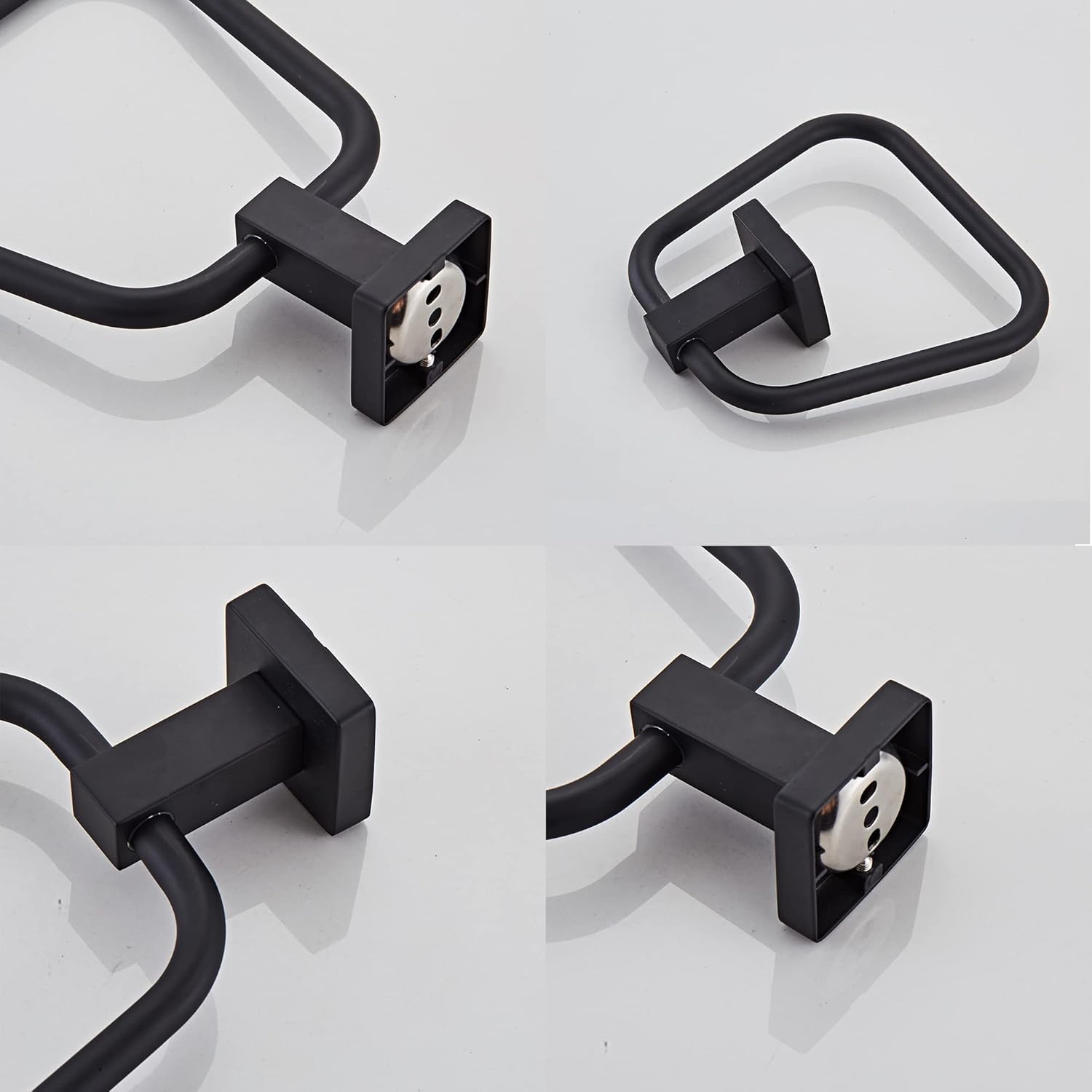 Skiennix Matte Black Towel Ring - Heavy Duty Stainless Steel Wall Mount for Bathroom & Kitchen