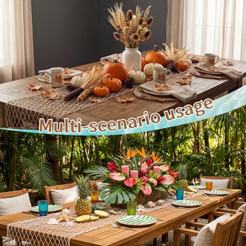 Decorative Fishing Net Table Runner - 12x72 inch Cotton for Parties