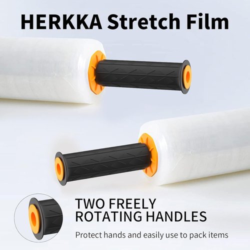 HERKKA Stretch Wrap - Industrial Strength Moving Plastic Film with Handles | 15" x 1000 Feet, 3 Pack, 60 Gauge