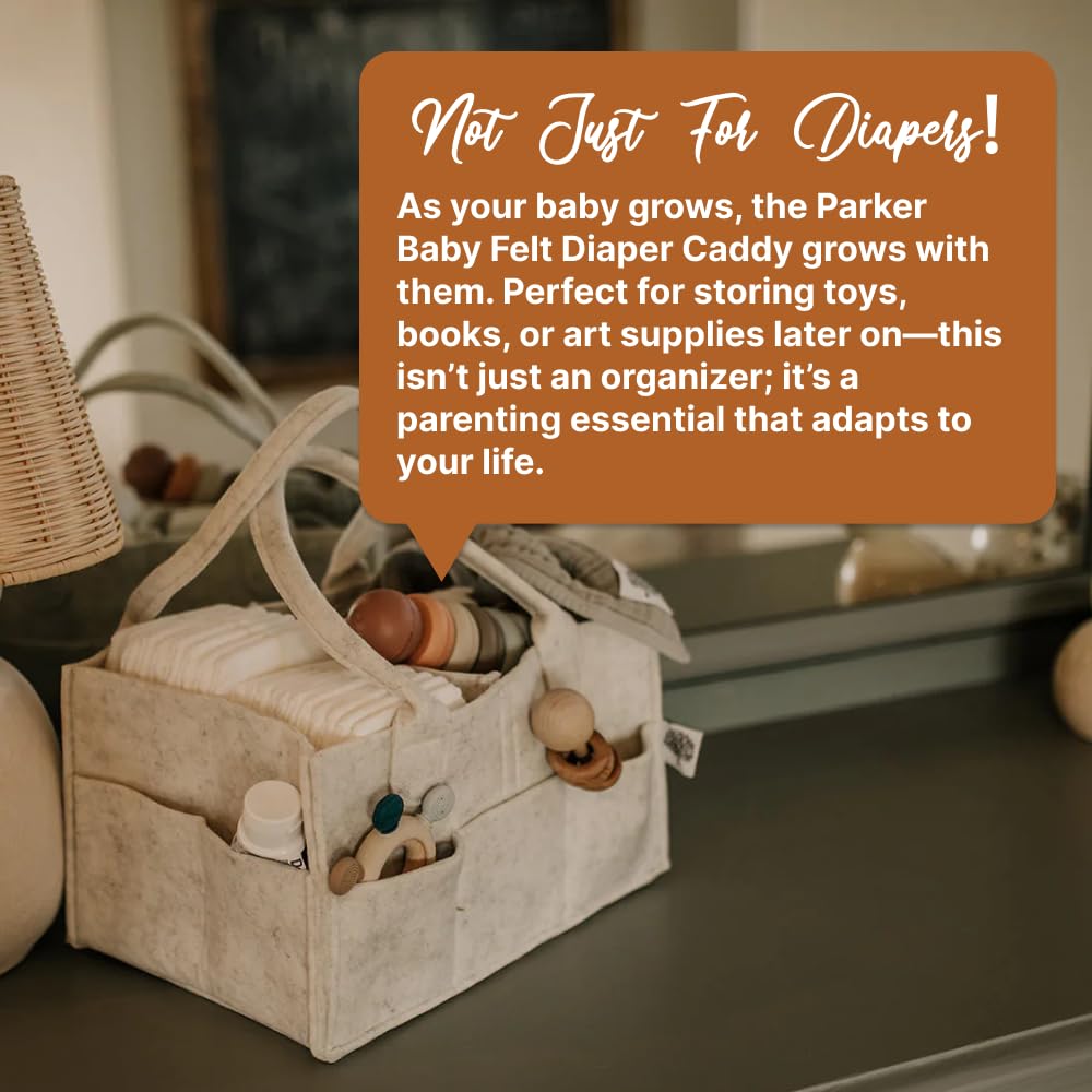 Parker Baby Diaper Caddy - Stylish Nursery Storage Bin & Car Organizer for Diapers - White Regular Size